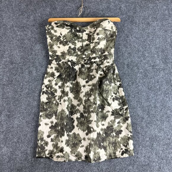 J Crew Dress Womens 4 Silk Ikat Print Bustier Strapless Boned Zip Lined - Picture 5 of 8